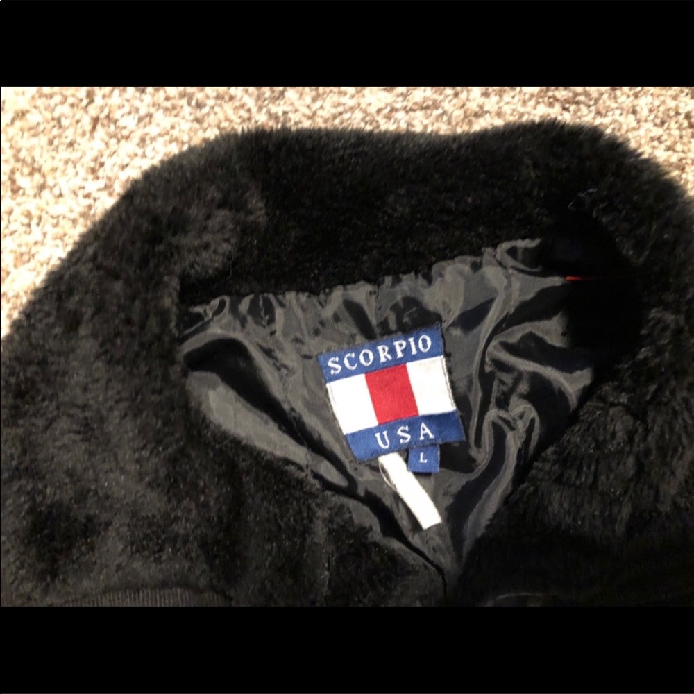 Vintage Black Fur Lined Jacket Size Large - Picture 6 of 8